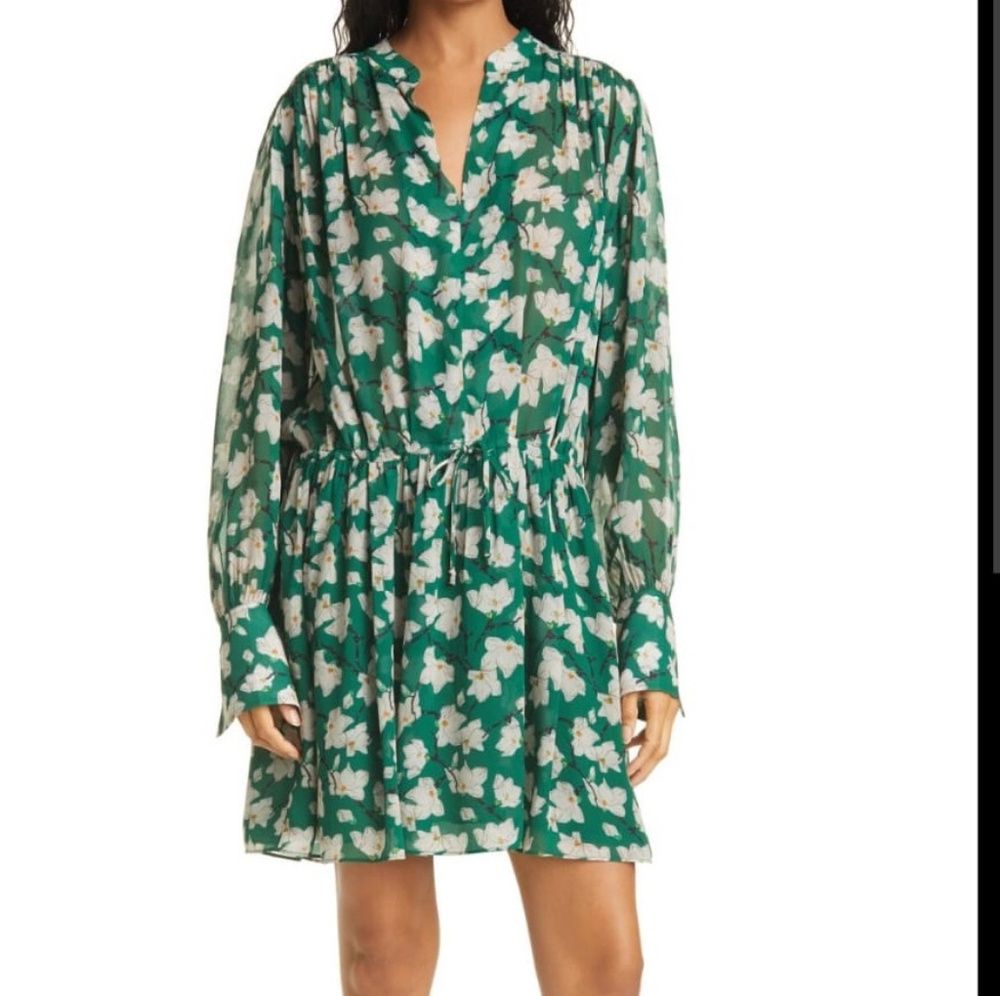 Rag & Bone Emerald Green Floral Mini Dress